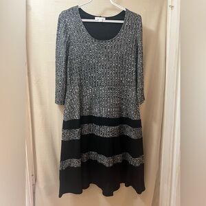 🔴 Westport Black and Grey Long Sleeve Dress Size Large Petite
